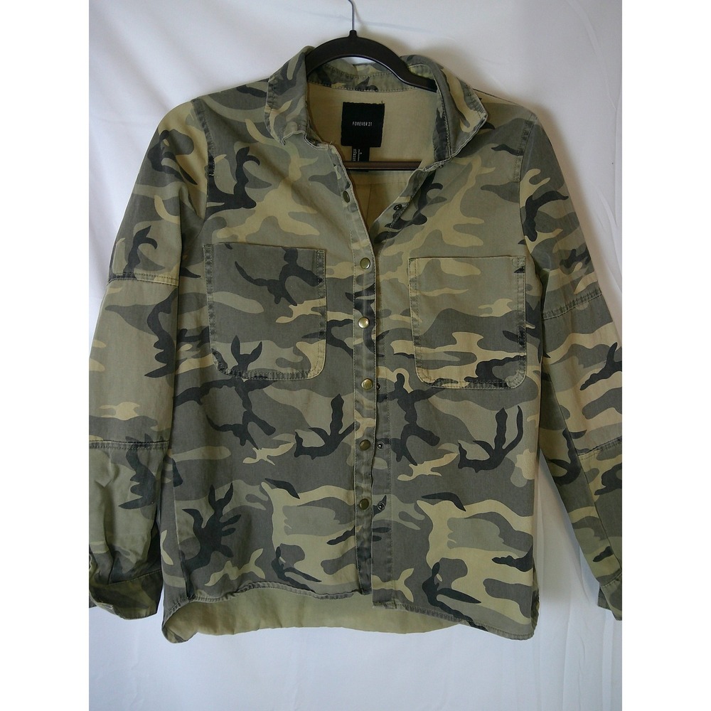 Forever 21 Camo Utility Shirt Jacket Dead Kennedys Patch Women's S